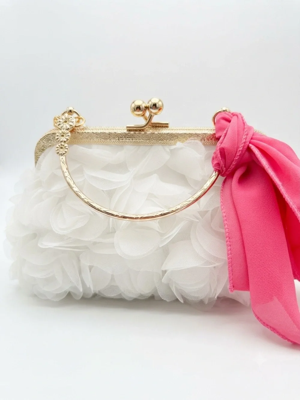 Floral Clutch & Hot Pink Fascinator Set Wedding Guest Cocktail